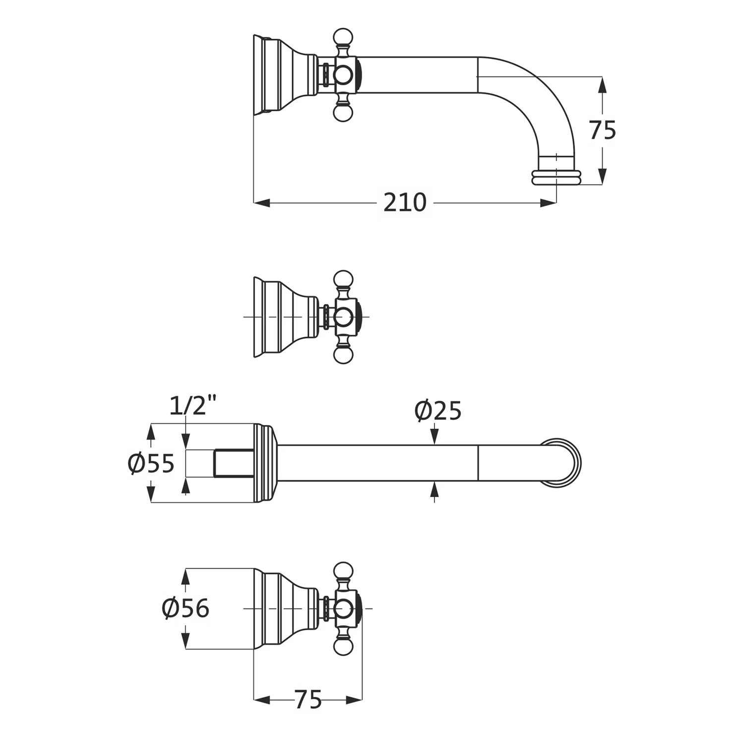 Herzbach ANAIS Waschtisch-Wandbrückenbatterie Farbset Bild 2