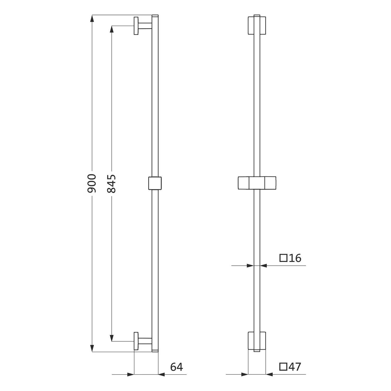 Herzbach LIVING SPA Brausestange 90 cm eckig Bild 2