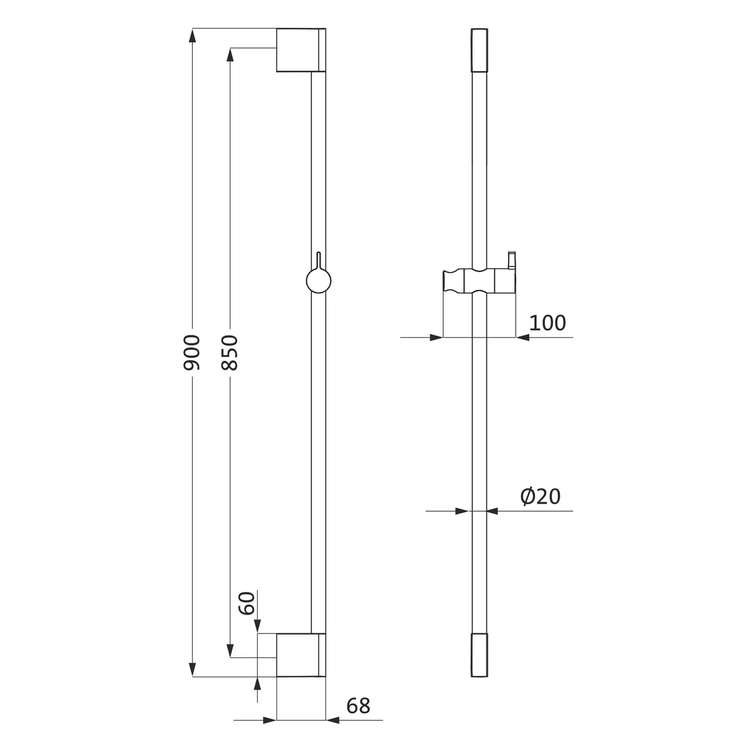 Herzbach LIVING SPA Brausestange Slide M 90 cm Bild 2