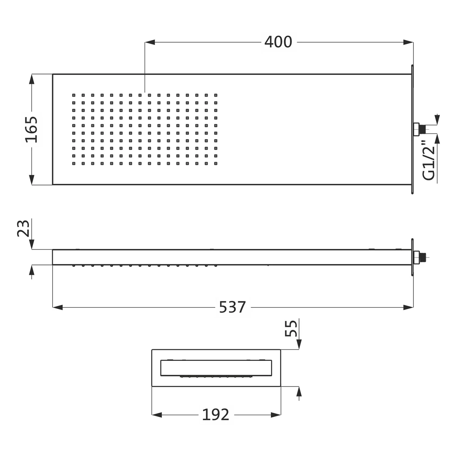 Herzbach LIVING SPA Regenbrause 53,7 x 16,5 cm, Wandmontage Bild 2