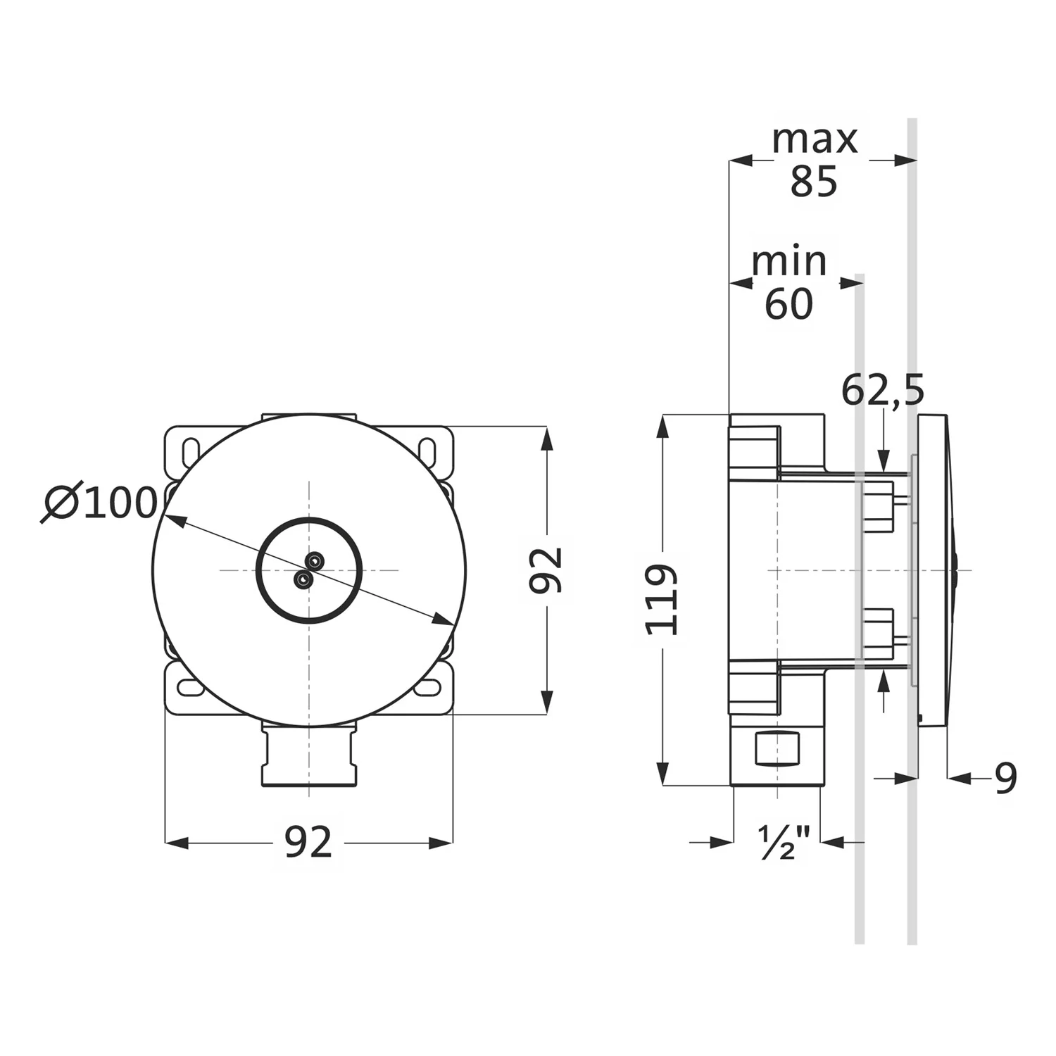 Herzbach LIVING SPA Unterputz-Seitenbrause rund Bild 2