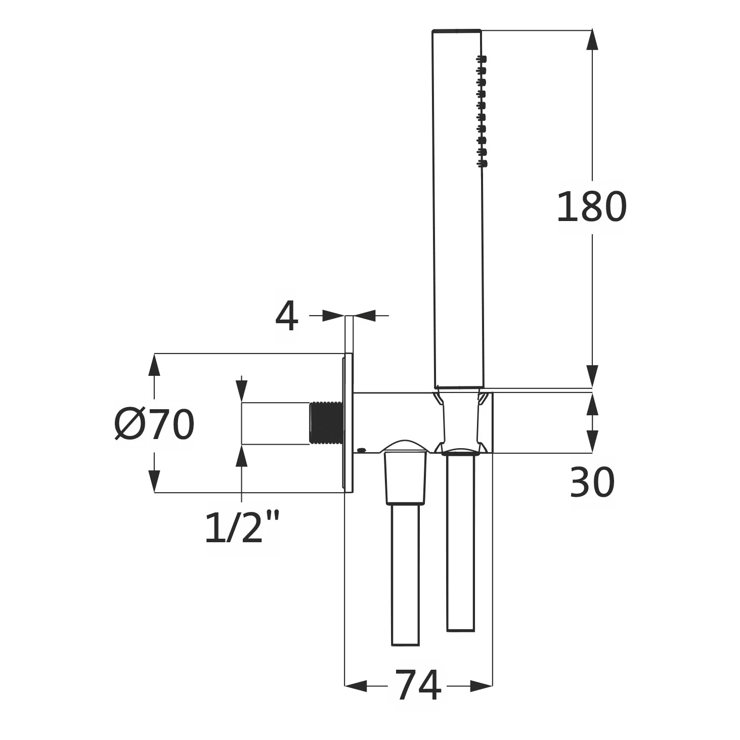 Herzbach LIVING SPA Brauseset mit Wandanschlussbogen und Stabhandbrause Bild 2