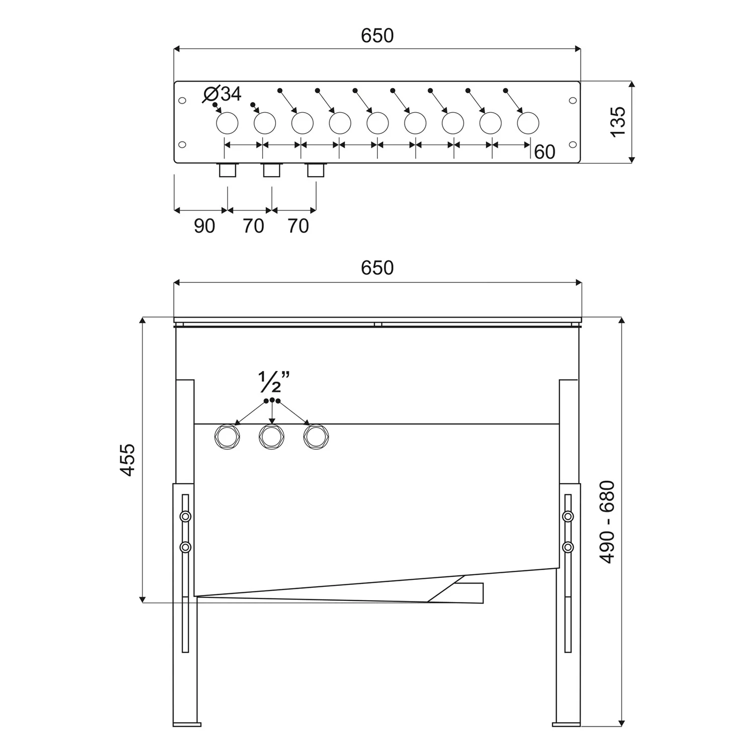 Herzbach LOGIC Montagegestell für Fliesenrandarmaturen ohne Armaturenblende Bild 2
