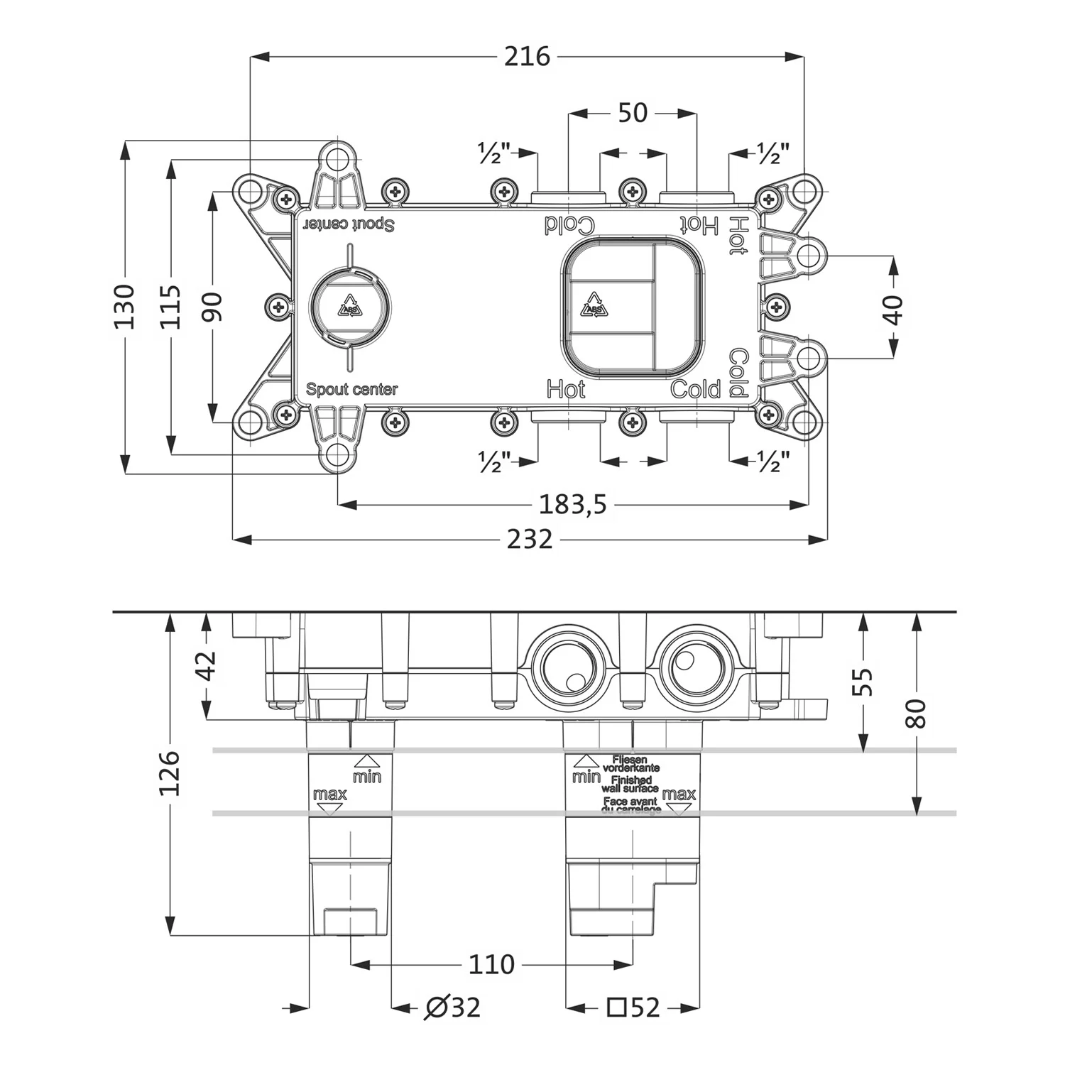 Herzbach LOGIC PLUS Wand-Waschtisch Universal-Einbaukörper Bild 2