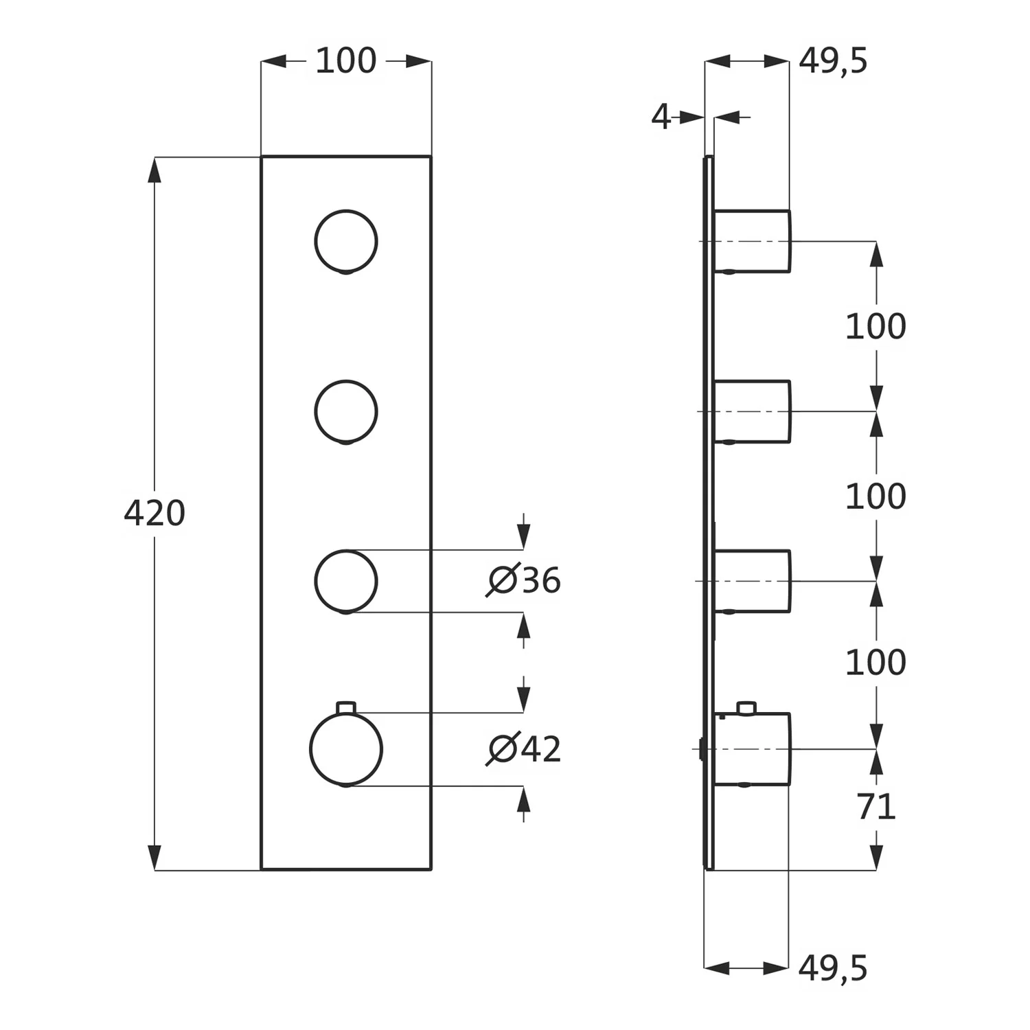 Herzbach LOGIC XL 3 Thermostat-Farbset 1 Blende und 4 Griffe Bild 2