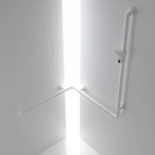 HEWI Serie 801 Duschhandlauf 76,2 x 110 cm mit Brausehalterstange Bild 2