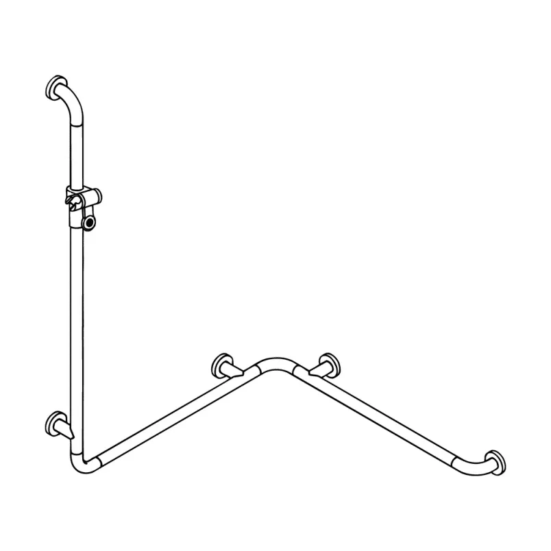 HEWI Serie 801 Duschhandlauf 76,2 x 110 cm mit Brausehalterstange Bild 3