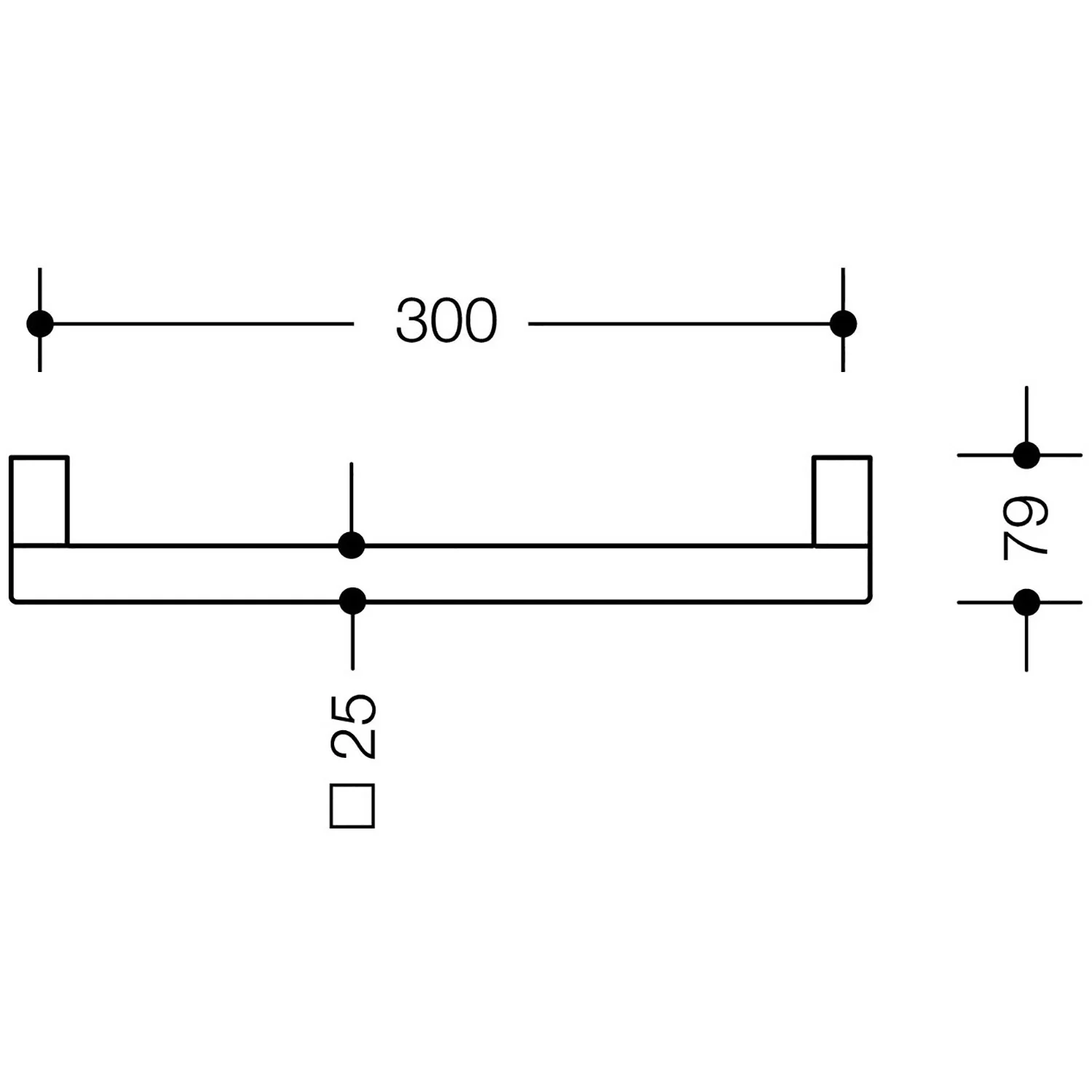 Rysunek techniczny uchwytu 30 cm, Hewi