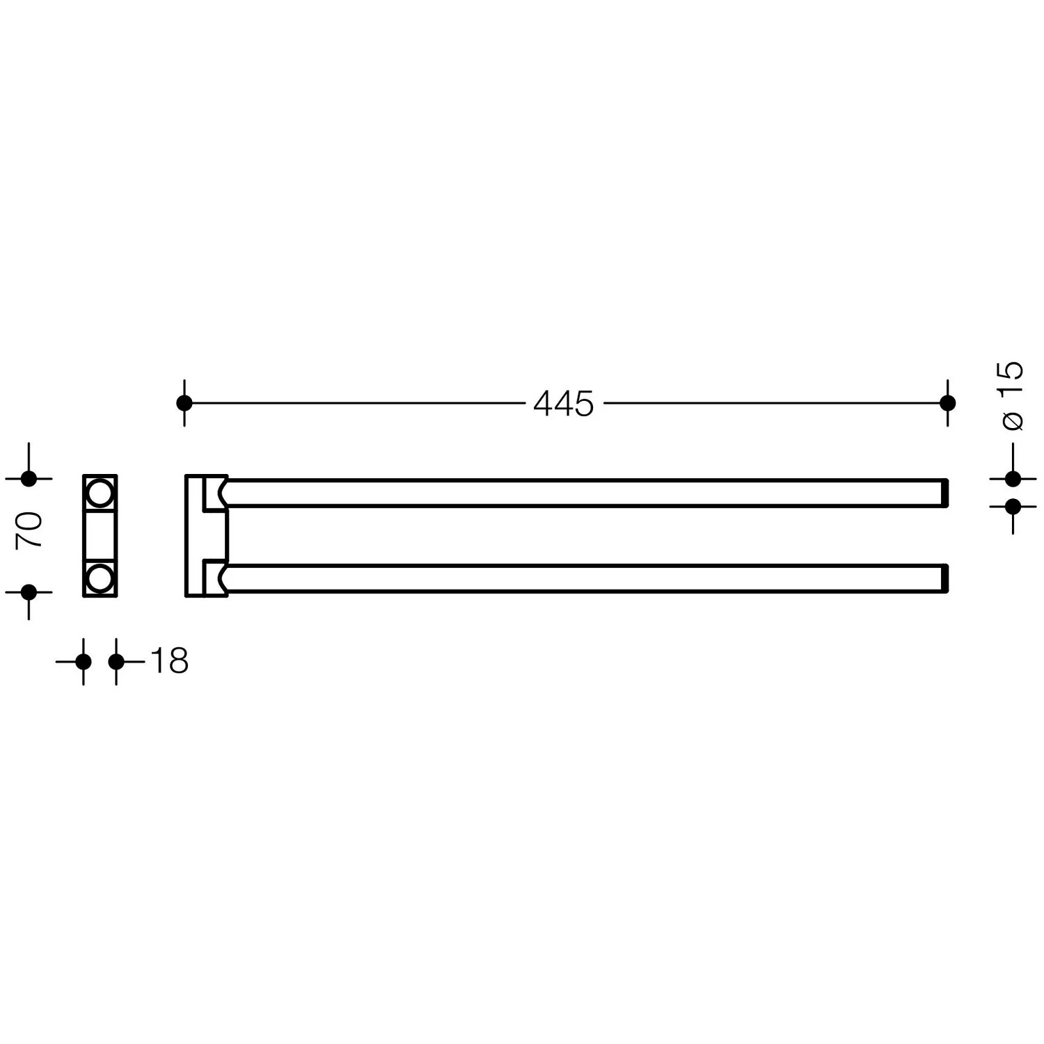 HEWI System 162 Handtuchhalter 2-armig, 44,5 cm Bild 2