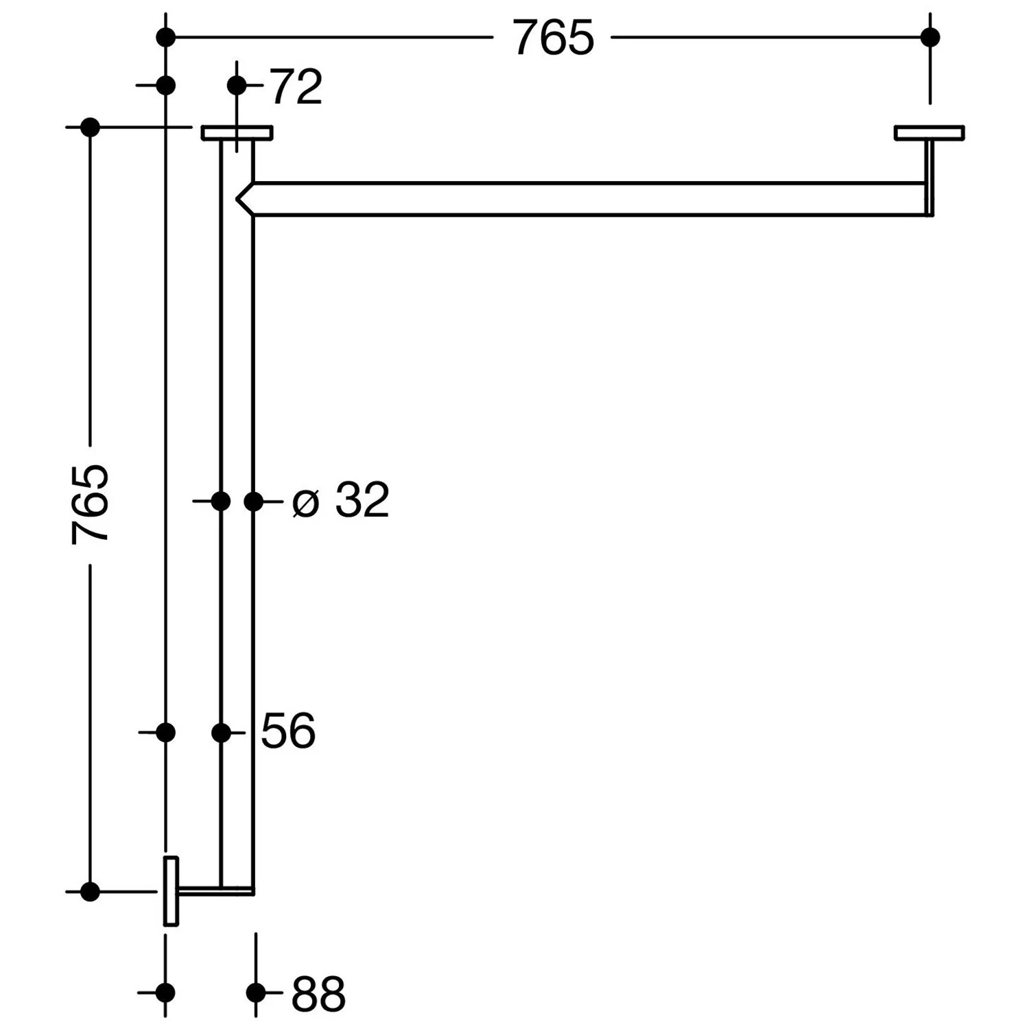 HEWI System 900 Duschhandlauf, rechts 76,5 cm Bild 3