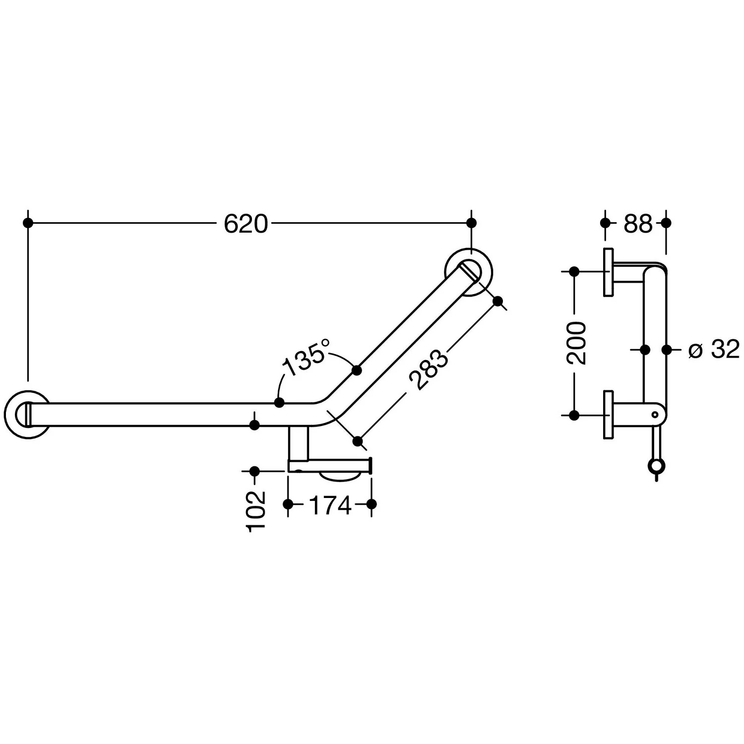 HEWI System 900 Winkelgriff 20 cm, links Bild 2