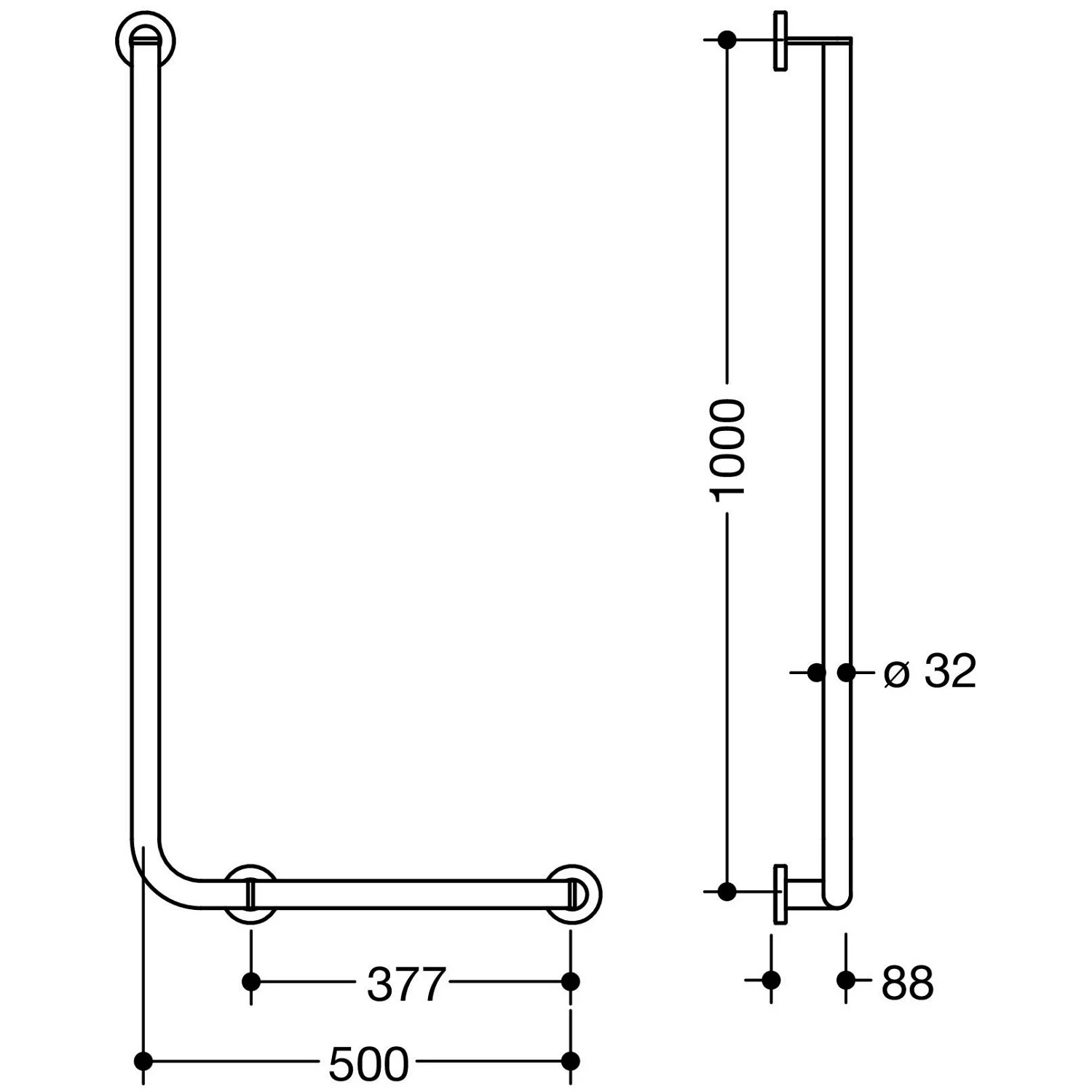 HEWI System 900 Winkelgriff 100 cm, rechts Bild 2