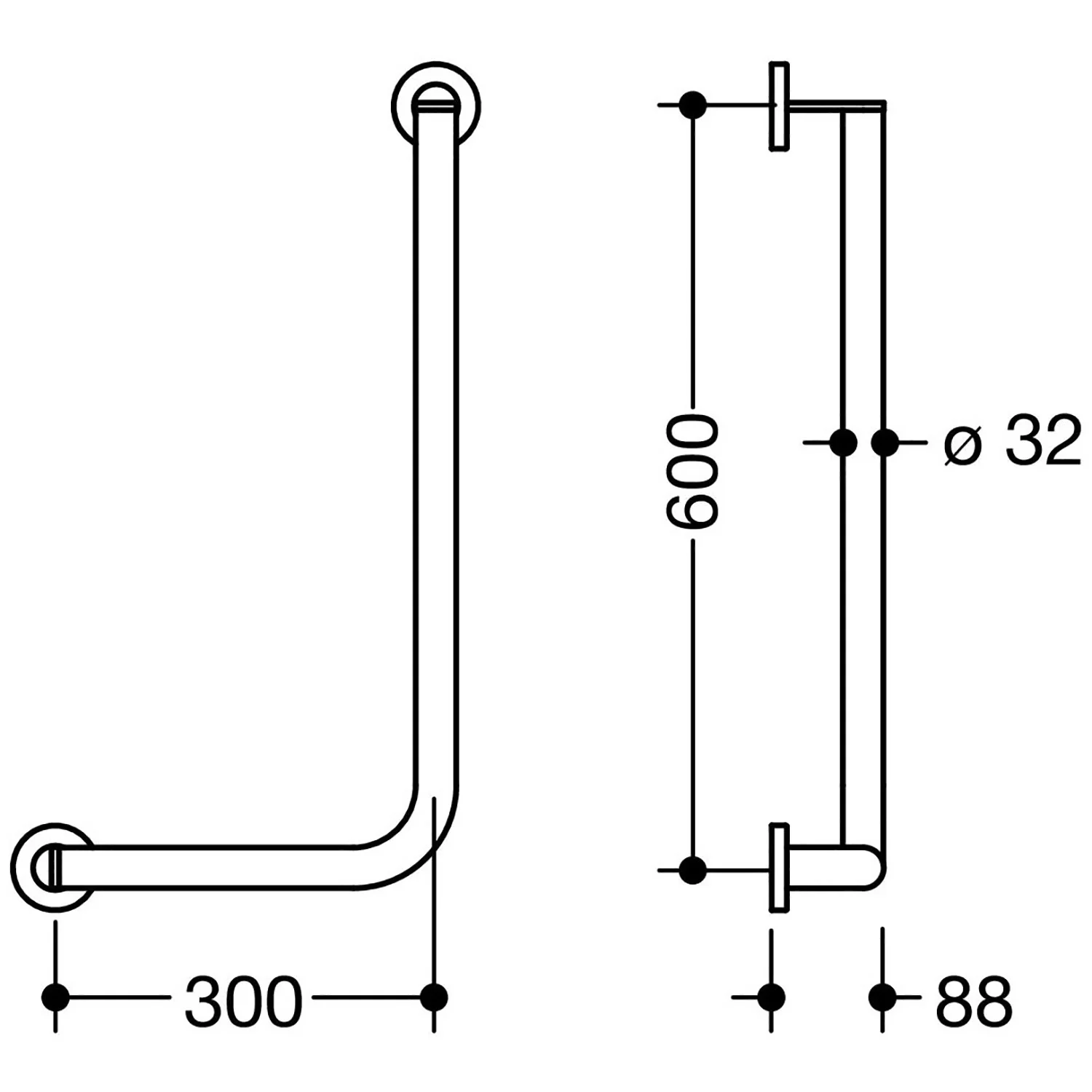 HEWI System 900 Winkelgriff, 60 cm, links Bild 2