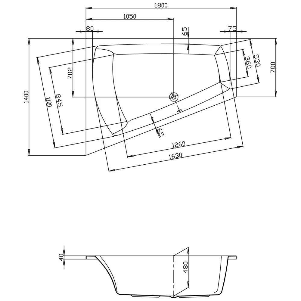 Hoesch Largo Eck-Badewanne 180 x 140 cm linke Ausführung Bild 3