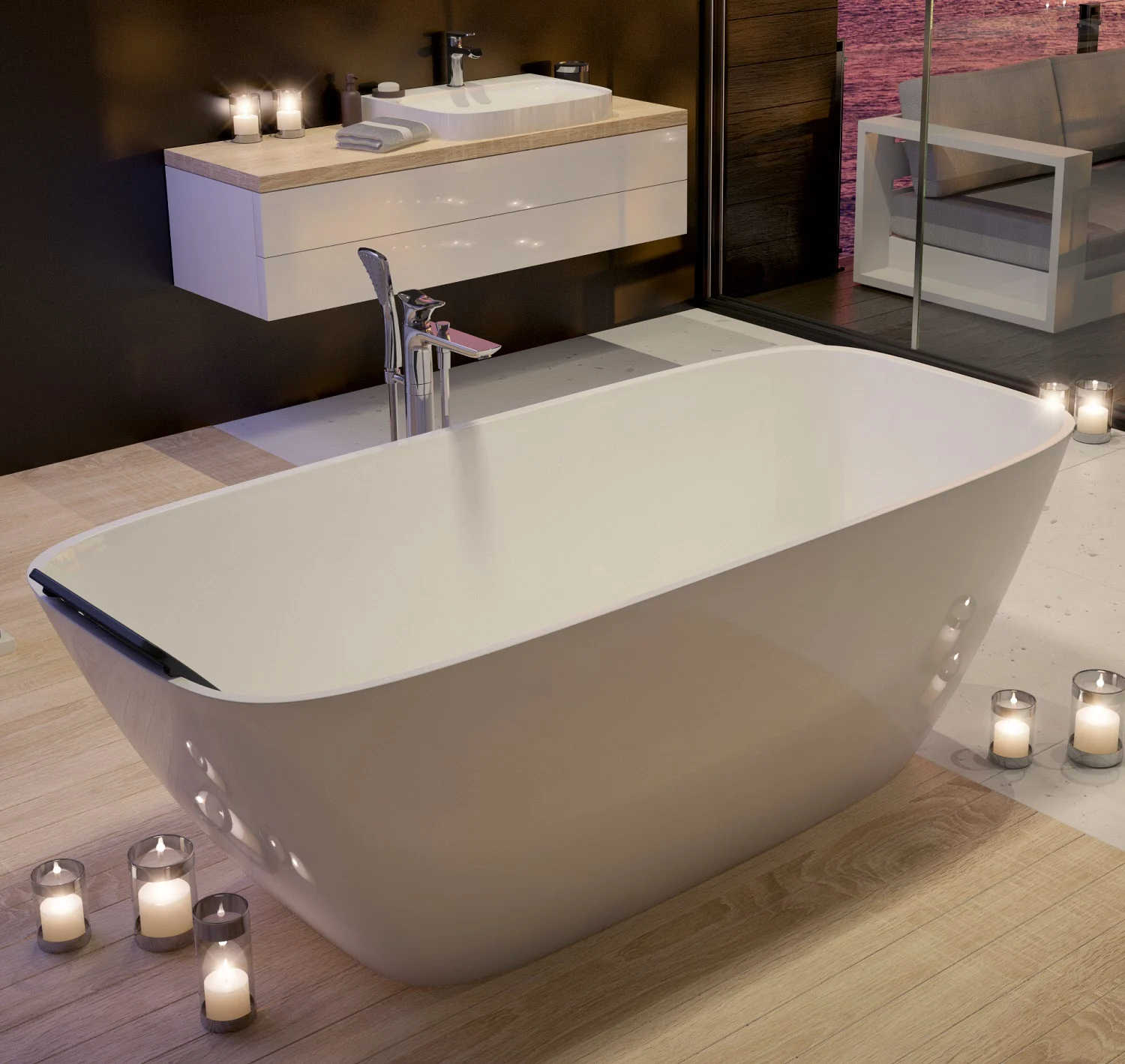Hoesch Lasenia Oval-Badewanne 160 x 75 cm freistehend Bild 2