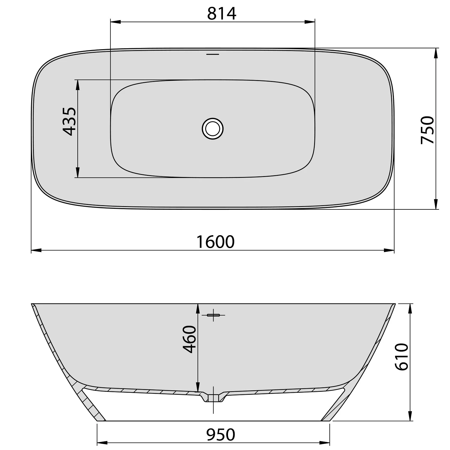 Hoesch Lasenia Oval-Badewanne 160 x 75 cm freistehend Bild 4