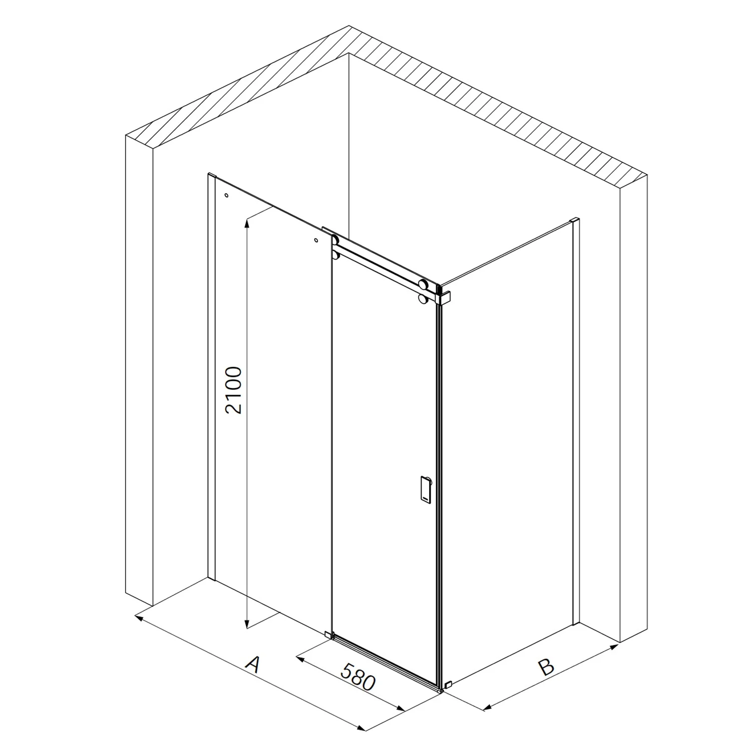 Hoesch Muna Eck-Duschabtrennung 120 x 90 cm links Bild 2