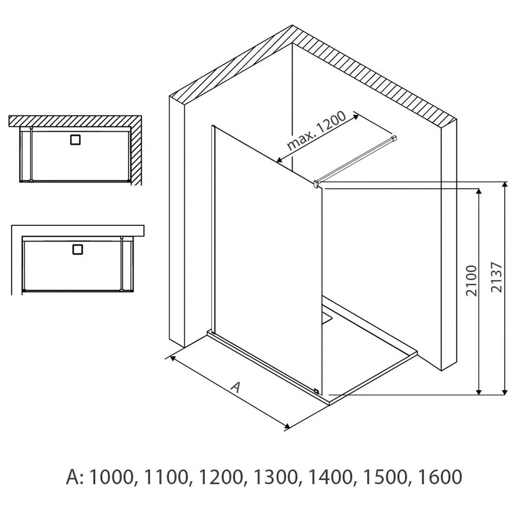 Hoesch ONE&ONE Walk-In Eckversion, Seiteneinstieg 140 cm Bild 4