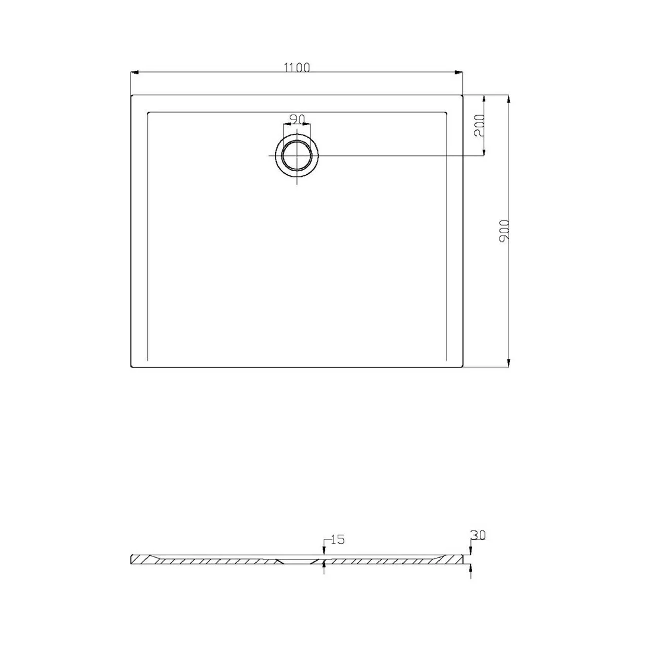 Hoesch Muna Rechteckduschwanne 110 x 90 cm Bild 2