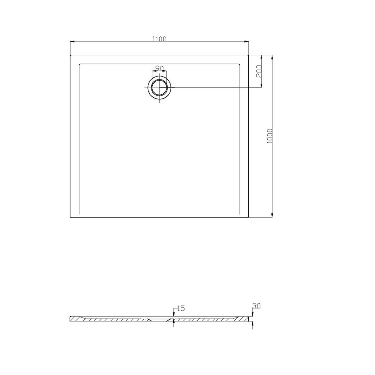 Hoesch Muna Rechteckduschwanne 110 x 100 cm Bild 2