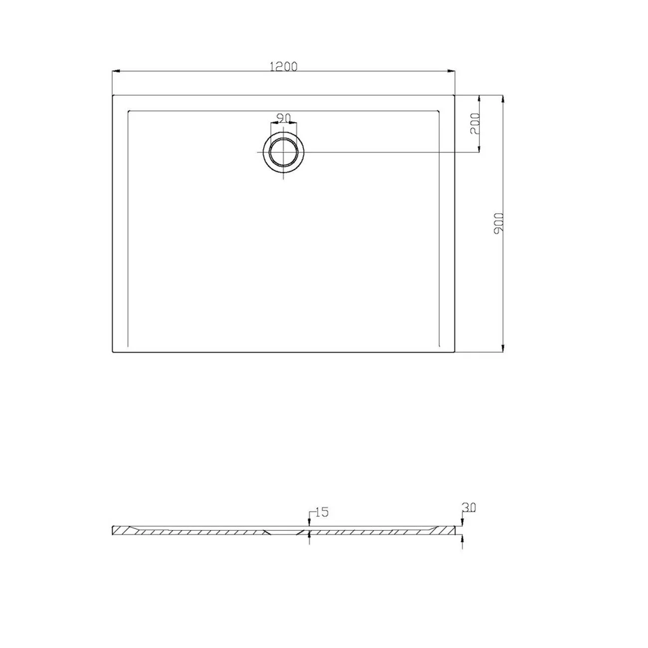Hoesch Muna Rechteckduschwanne 120 x 90 cm Bild 2