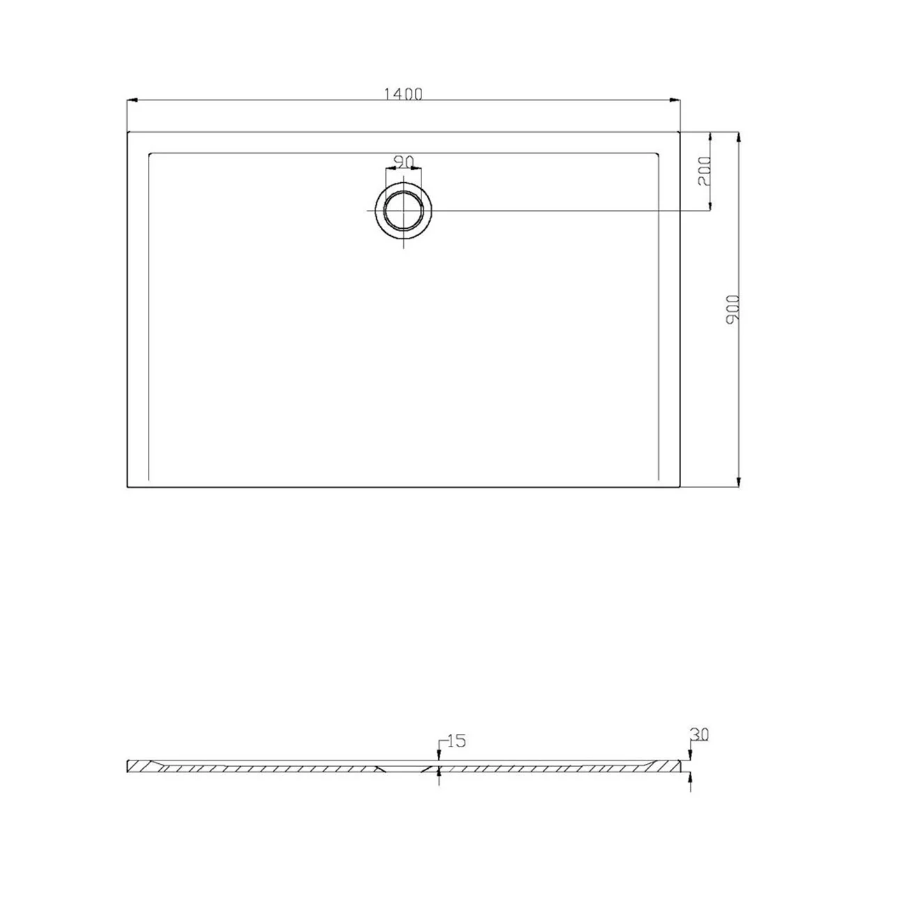 Hoesch Muna Rechteckduschwanne 140 x 90 cm Bild 2