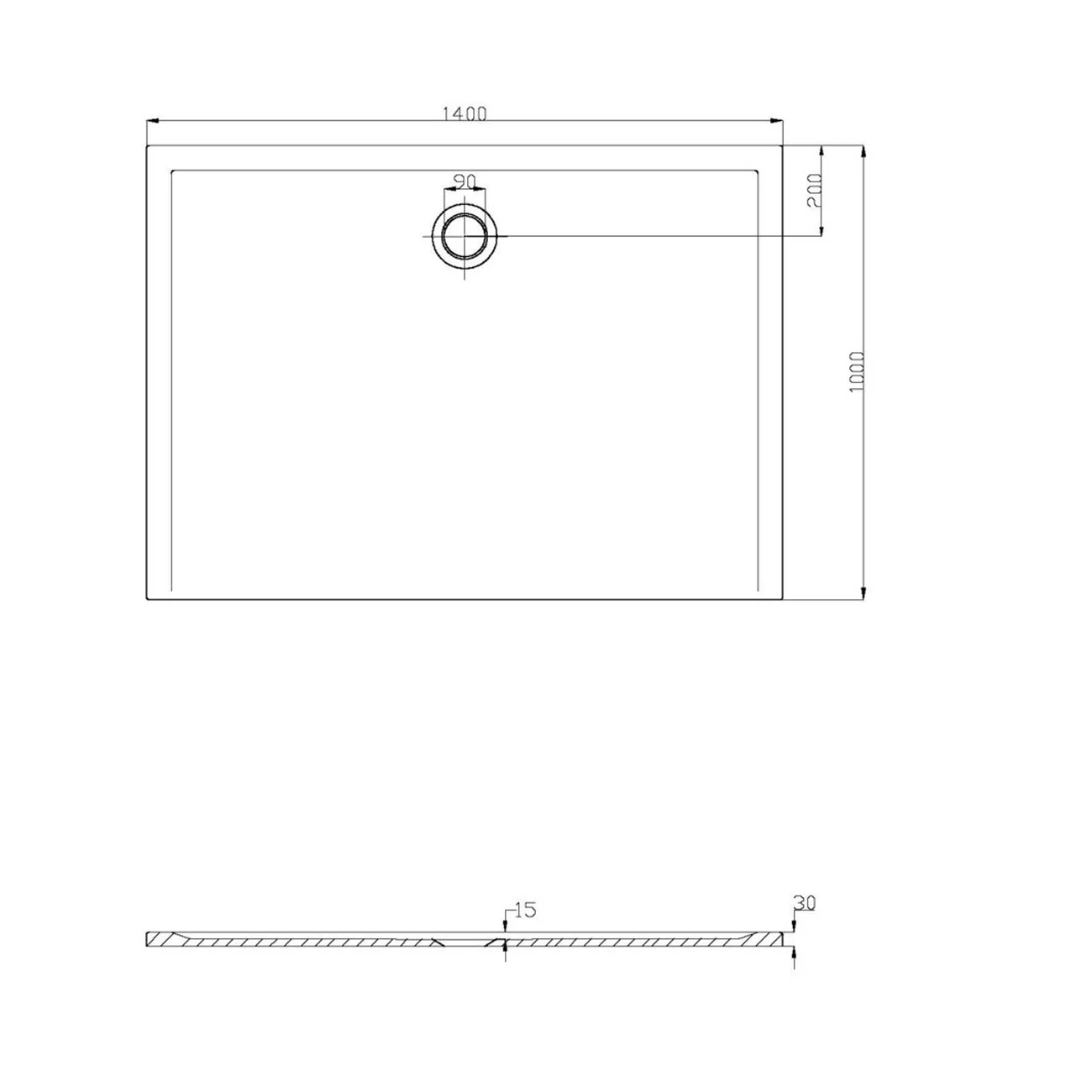 Hoesch Muna Rechteckduschwanne 140 x 100 cm Bild 2