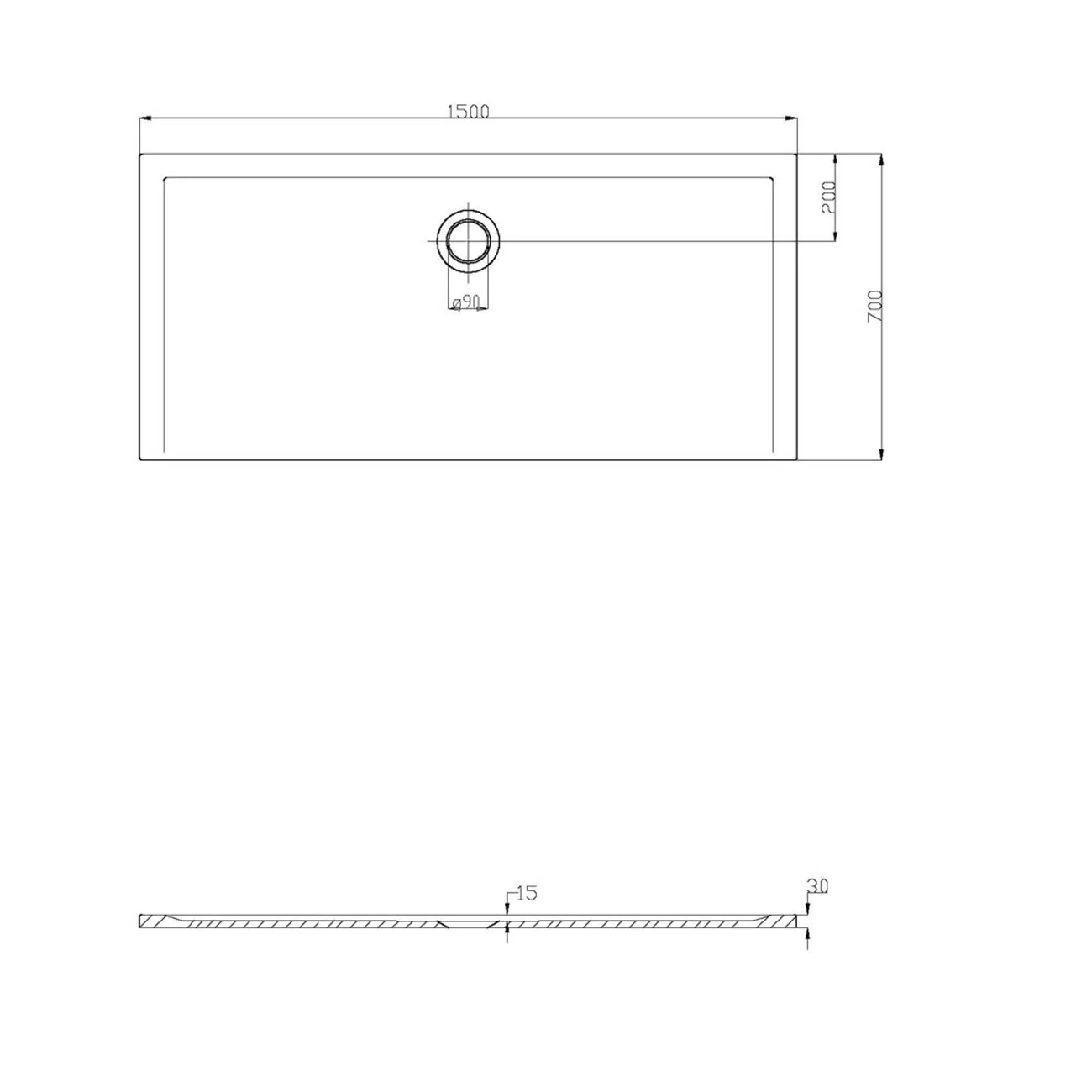 Hoesch Muna Rechteckduschwanne 150 x 70 cm Bild 2