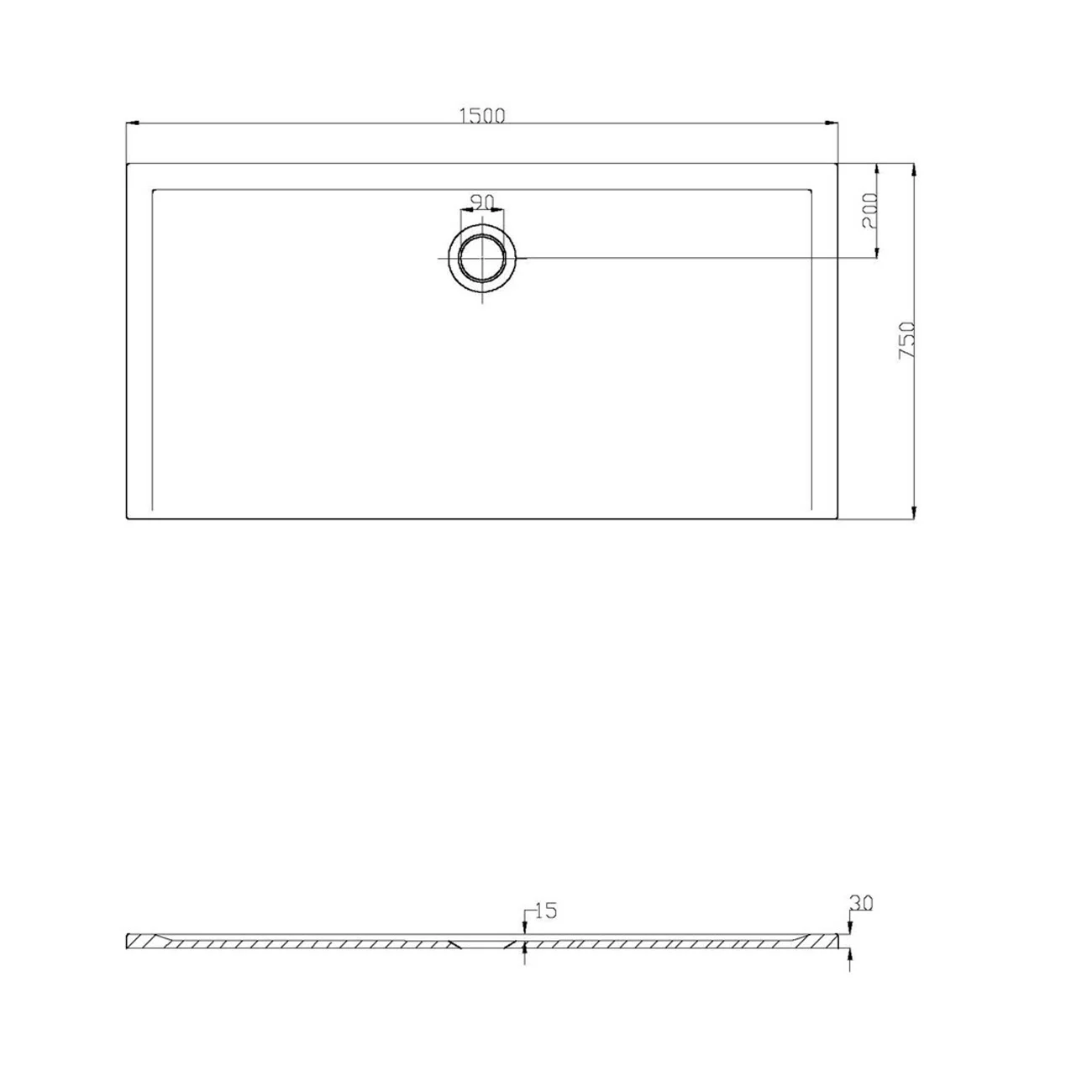 Hoesch Muna Rechteckduschwanne 150 x 75 cm Bild 2