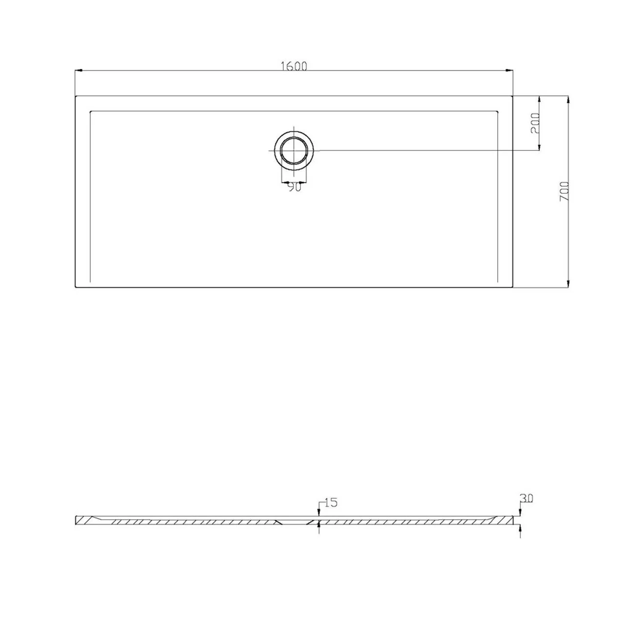 Hoesch Muna Rechteckduschwanne 160 x 70 cm Bild 2