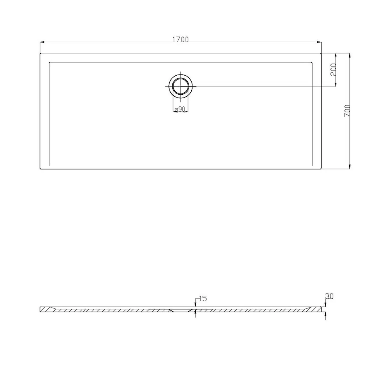 Hoesch Muna Rechteckduschwanne 170 x 70 cm Bild 2