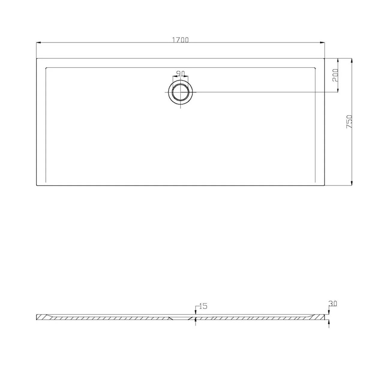 Hoesch Muna Rechteckduschwanne 170 x 75 cm Bild 2