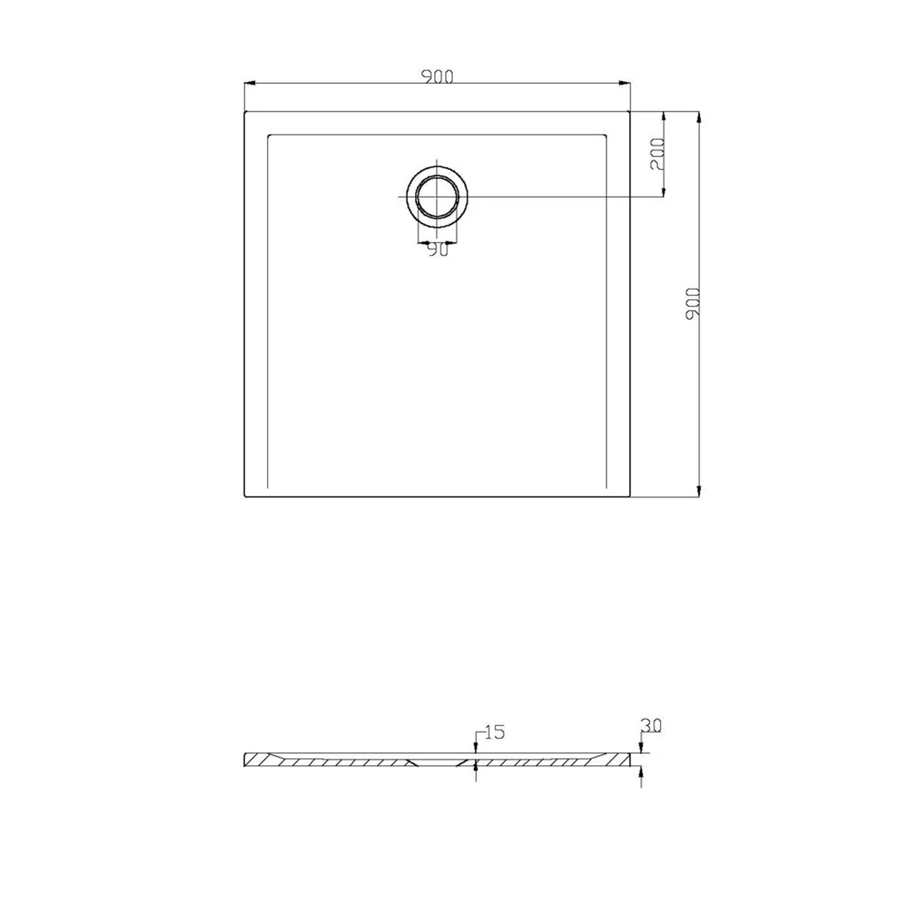 Hoesch Muna Rechteckduschwanne 90 x 90 cm Bild 2