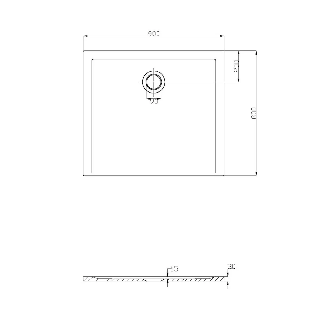 Hoesch Muna Rechteckduschwanne 90 x 80 cm Bild 2