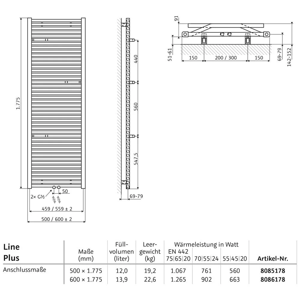 HSK Line Plus Badheizkörper 50 x 177,5 cm Bild 4
