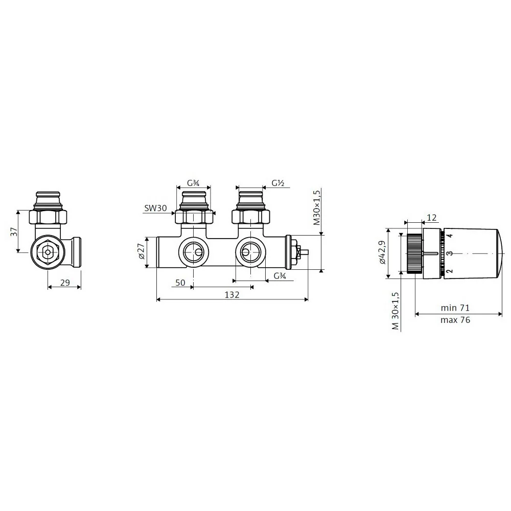 HSK Heizkörper Anschluss-Set Wand Bild 2