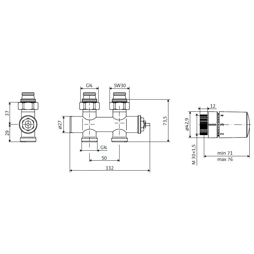 HSK Heizkörper Anschluss-Set Boden Bild 2