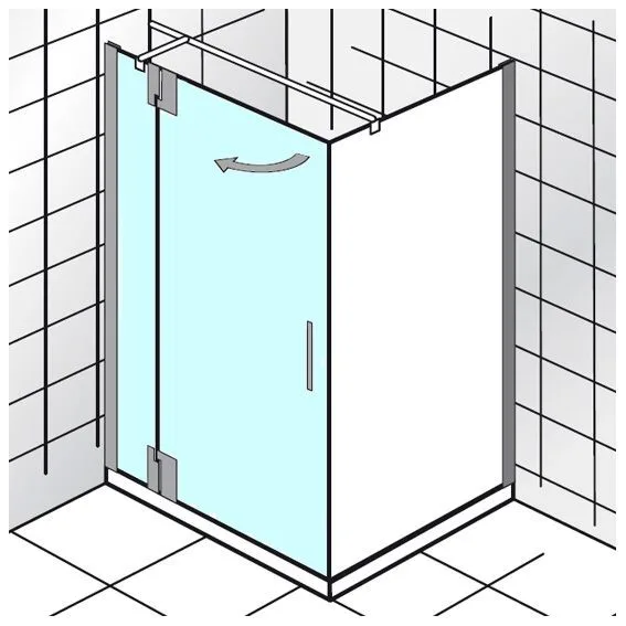HSK K2P Drehtür an Nebenteil für Seitenwand,120cm,Anschlag links