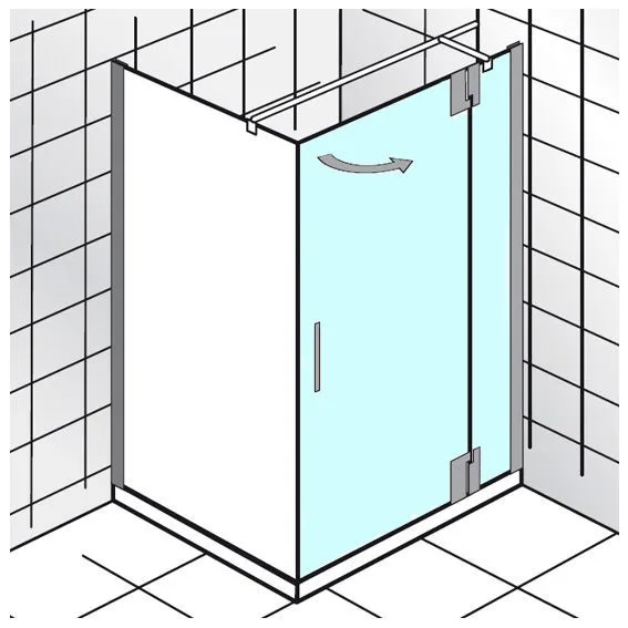 HSK K2P Drehtür an Nebenteil für Seitenwand,120cm,Anschlag rechts