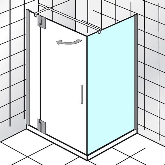 HSK K2P Seitenwand für Drehtür an Nebenteil 120 x 200 cm