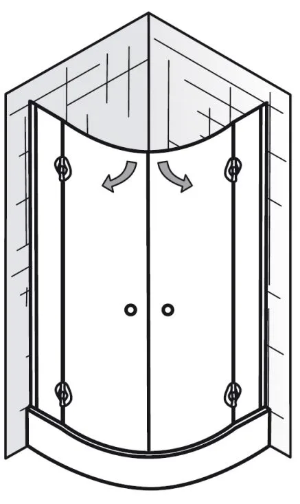 HSK Premium Classic Runddusche 4-teilig 90 x 90 x 185 cm, R 55 cm Bild 2