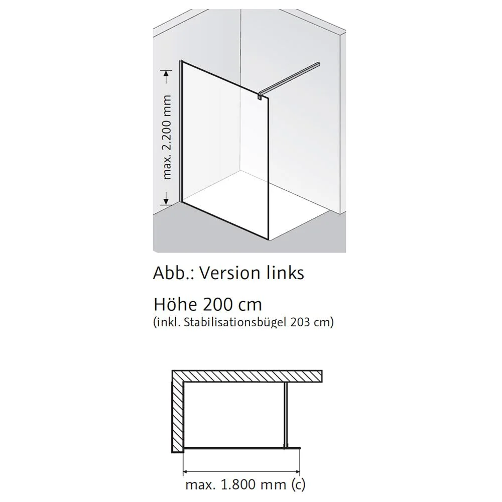 HSK Walk-In Pro Frontelement 1-teilig Breite bis 130 cm, Sondermaß Bild 4