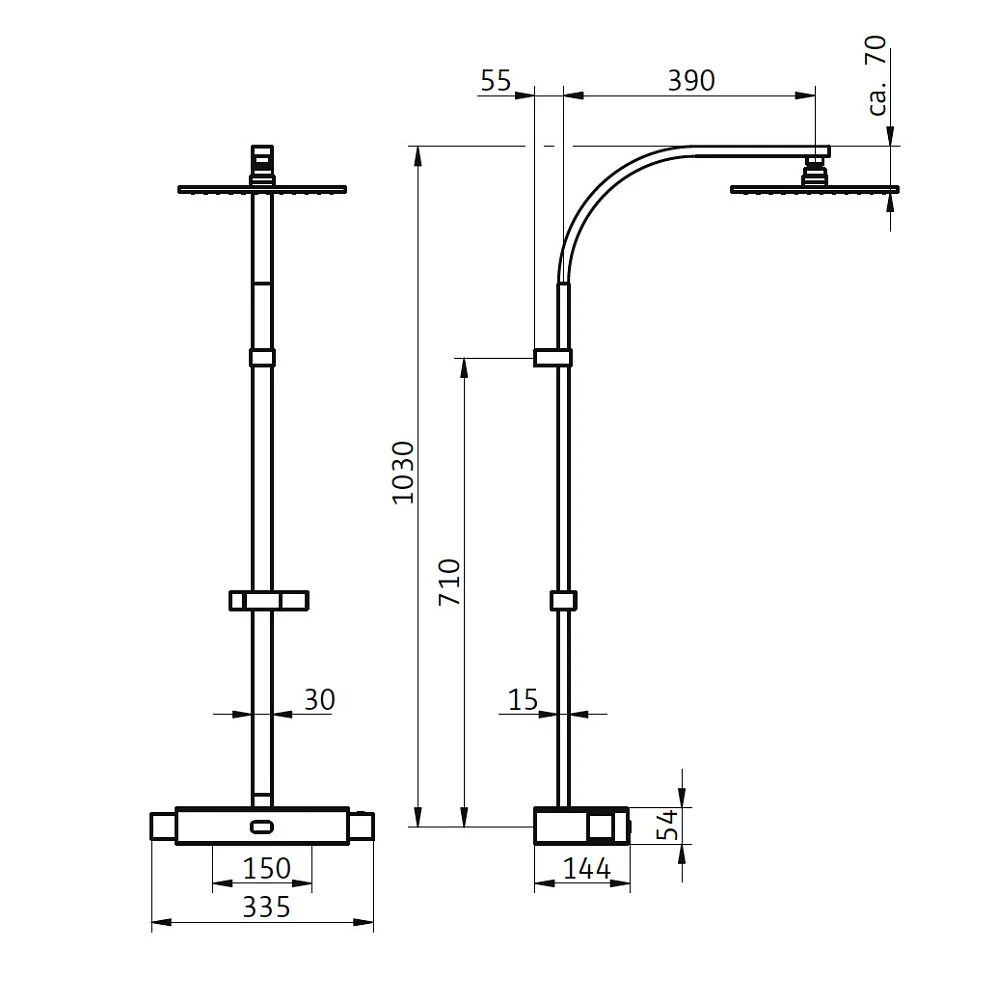 HSK Shower-Set AquaSwitch RS 500 Thermostat mit Kopfbrause eckig, flach 30 x 30 cm Bild 3