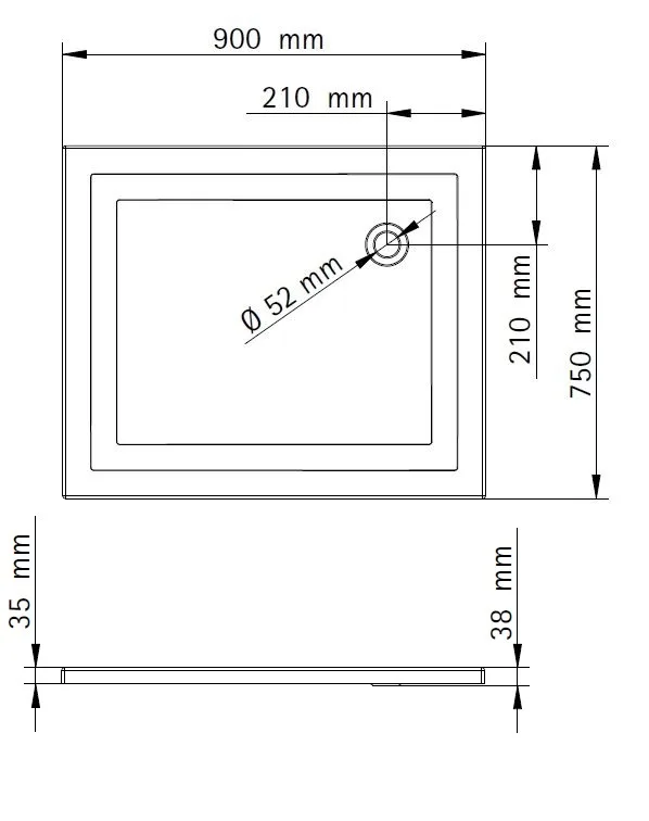 HSK Acryl-Duschwanne flach 75 x 90 cm Bild 2