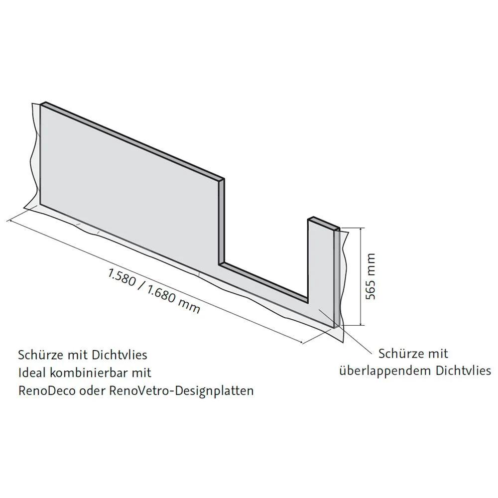 HSK Frontschürze für Dobla Duschwanne 160 cm Einstieg rechts Bild 2