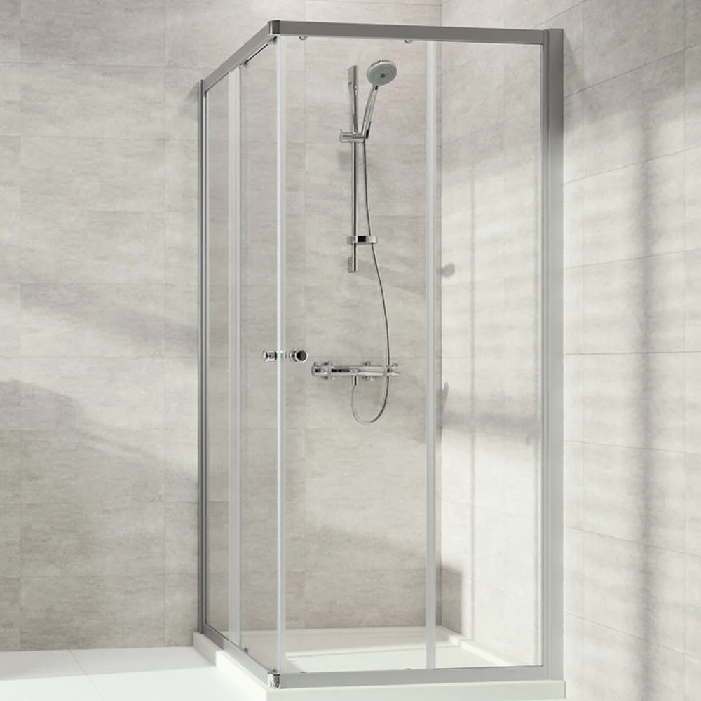 HÜPPE Alpha 2 teilgerahmt 4-Eck Gleittüreckeinstieg 2-teilig, 60-125 x 120-200 cm, Glas ohne Anti-Plaque