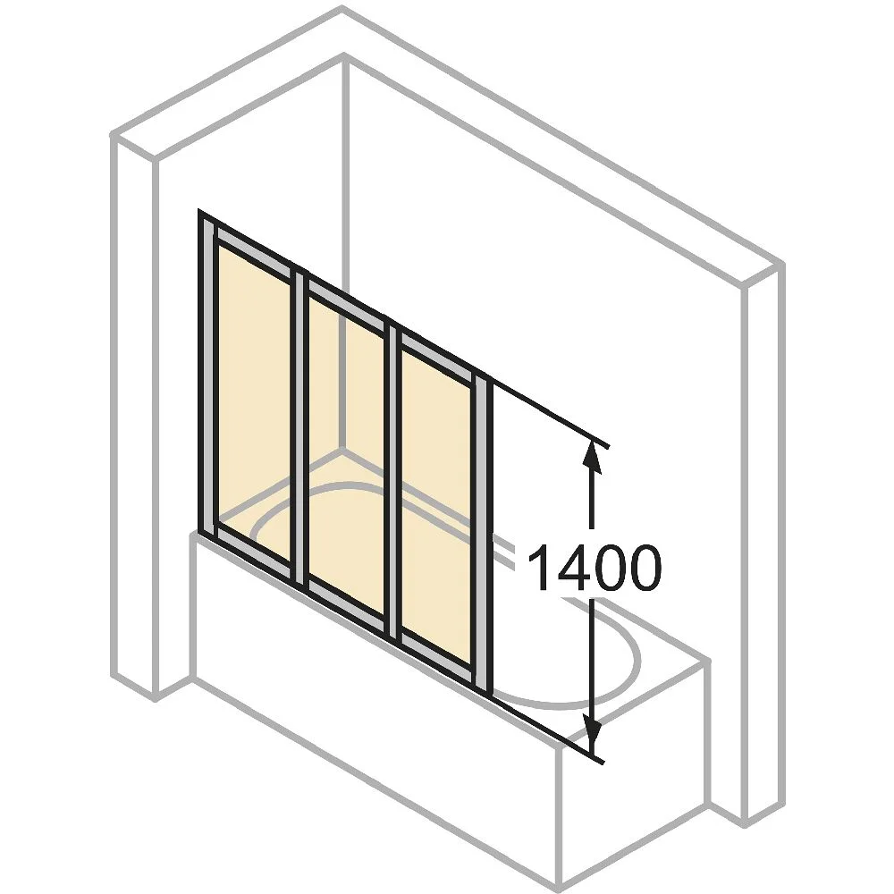 HÜPPE Combinett 2 Badewannenabtrennung 3-teilig Kunstglas 140 cm Bild 4