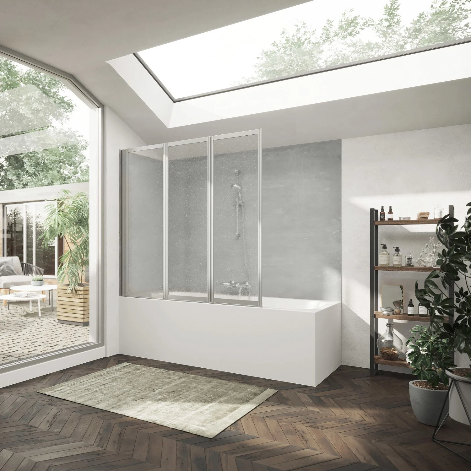 HÜPPE Combinett 2 Badewannenabtrennung 3-teilig Kunstglas 140 cm Bild 2