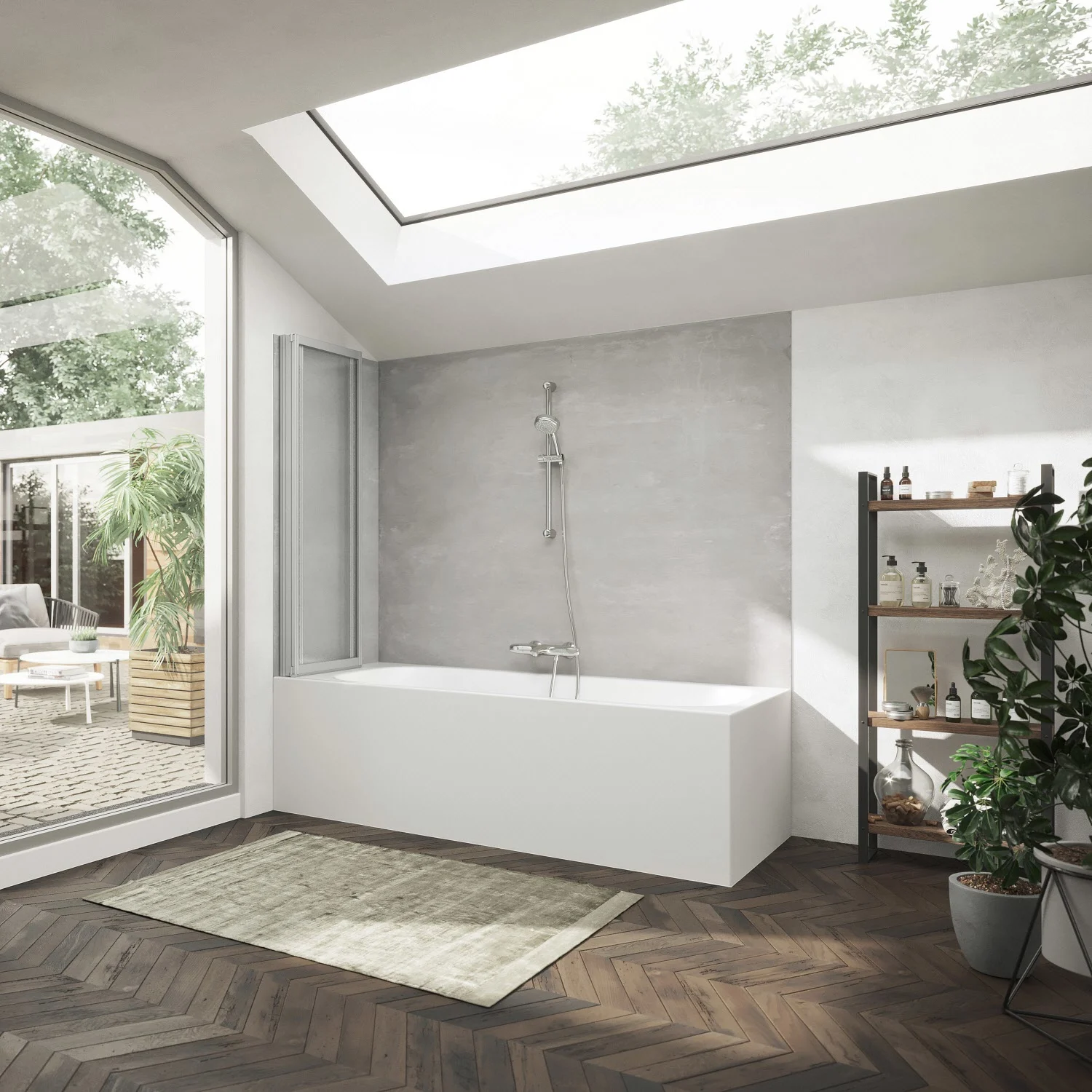 HÜPPE Combinett 2 Badewannenabtrennung 3-teilig Kunstglas 140 cm Bild 3