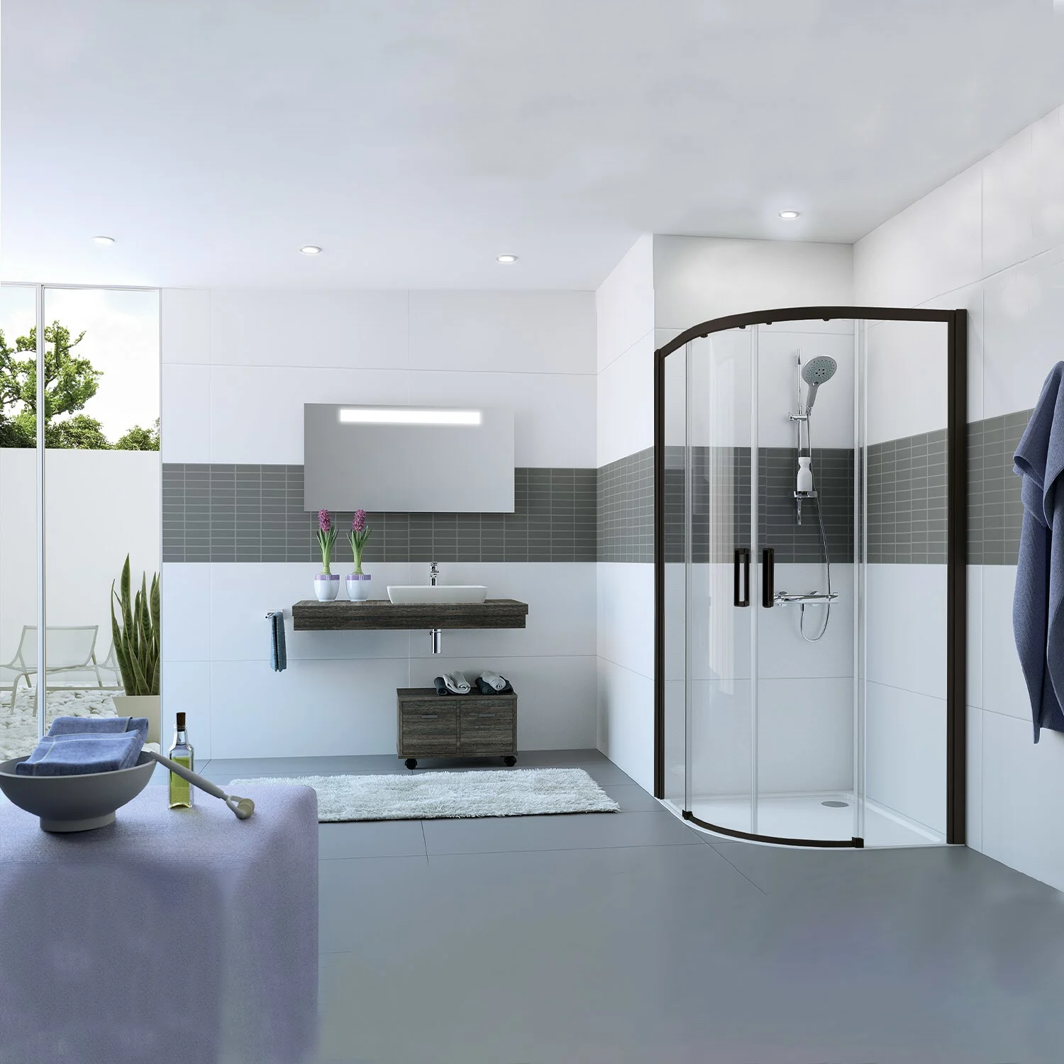 HÜPPE Classics 2 EasyEntry 1/4 Kreis Gleittür 120/120 x 200 cm, R= 55 cm, Glas ohne Anti-Plaque Bild 7